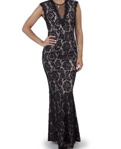 Betsy & Adam Black Lace Dress